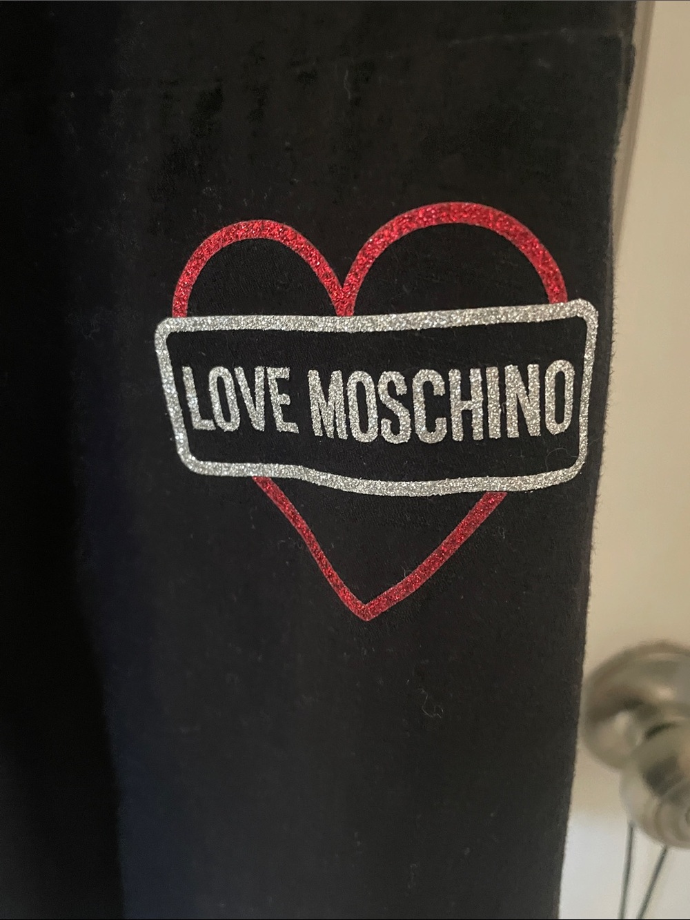 Love Moschino woman’s  Black dress with Red Heart and Silver Logo
